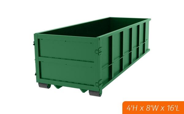 fifteen yard dumpsters are ideal for medium-sized projects, such as kitchen or bathroom renovations, small basement cleanouts or landscaping projects